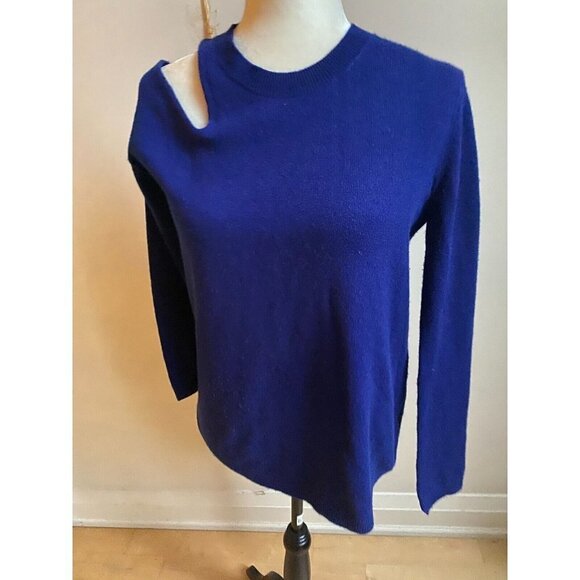 A.L.C. women BNWOT blue wool cashmere "Hamilton" sweater sz XSmall NEW cut out - Picture 2 of 7